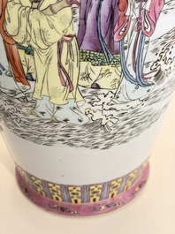 Eight Chinese famille rose vases, Qianlong and Jing De Zhen 景德鎮 marks, 20th C.