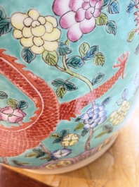 A pair of Chinese famille rose Dayazhai-style 'Dragon' jardini&egrave;res, 20th C.