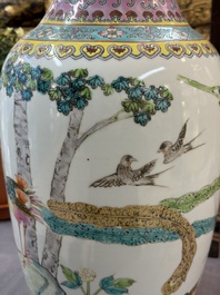 Eight Chinese famille rose vases, Qianlong and Jing De Zhen 景德鎮 marks, 20th C.