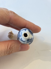 A varied collection of seven Chinese blue and white wares, Chenghua marks, 19th C.