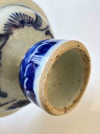 A varied collection of seven Chinese blue and white wares, Chenghua marks, 19th C.