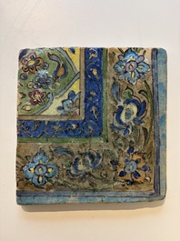 Three large polychrome Persian tile murals with narrative design, Qajar, 19th C.