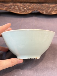 Seven Chinese blue and white, famille rose, and celadon wares, 18/19th C.