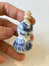 A varied collection of seven Chinese blue and white wares, Chenghua marks, 19th C.