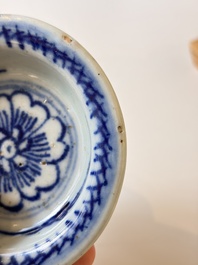 A varied collection of seven Chinese blue and white wares, Chenghua marks, 19th C.