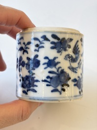 A varied collection of seven Chinese blue and white wares, Chenghua marks, 19th C.