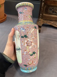 Eight Chinese famille rose vases, Qianlong and Jing De Zhen 景德鎮 marks, 20th C.