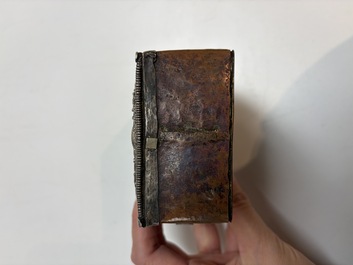 A Tibetan silver and copper Ghau or prayer box, 19th C.