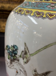 Eight Chinese famille rose vases, Qianlong and Jing De Zhen 景德鎮 marks, 20th C.