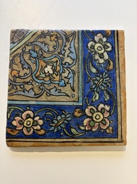 Three large polychrome Persian tile murals with narrative design, Qajar, 19th C.