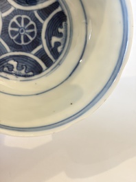 Four Chinese blue and white wares, and two iron-red-decorated wares, 19/20th C.