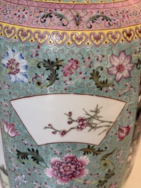 Eight Chinese famille rose vases, Qianlong and Jing De Zhen 景德鎮 marks, 20th C.