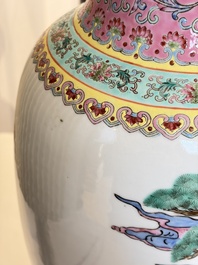 Eight Chinese famille rose vases, Qianlong and Jing De Zhen 景德鎮 marks, 20th C.