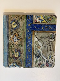 Three large polychrome Persian tile murals with narrative design, Qajar, 19th C.