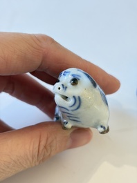 A varied collection of seven Chinese blue and white wares, Chenghua marks, 19th C.