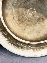 A Chinese wucai covered vase with narrative design and a jar mounted as a wine cooler, Transitional period