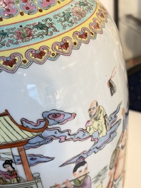 Eight Chinese famille rose vases, Qianlong and Jing De Zhen 景德鎮 marks, 20th C.