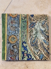 Three large polychrome Persian tile murals with narrative design, Qajar, 19th C.