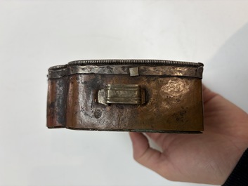 A Tibetan silver and copper Ghau or prayer box, 19th C.