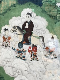 Two Sino-Tibetan thangkas depicting the life of Buddha Shakyamuni, 19th C.