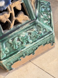 A pair of Chinese or Vietnamese polychrome-glazed pottery stands, 19th C.