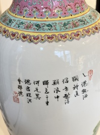 Eight Chinese famille rose vases, Qianlong and Jing De Zhen 景德鎮 marks, 20th C.