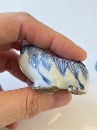 A varied collection of seven Chinese blue and white wares, Chenghua marks, 19th C.