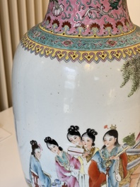 Eight Chinese famille rose vases, Qianlong and Jing De Zhen 景德鎮 marks, 20th C.