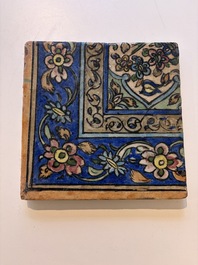 Three large polychrome Persian tile murals with narrative design, Qajar, 19th C.