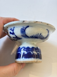 A varied collection of seven Chinese blue and white wares, Chenghua marks, 19th C.