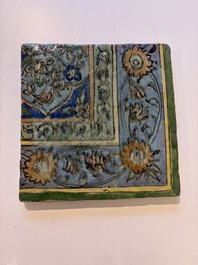Three large polychrome Persian tile murals with narrative design, Qajar, 19th C.