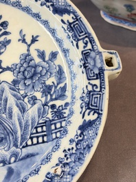 Seven Chinese blue and white, famille rose, and celadon wares, 18/19th C.
