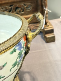A Chinese wucai covered vase with narrative design and a jar mounted as a wine cooler, Transitional period