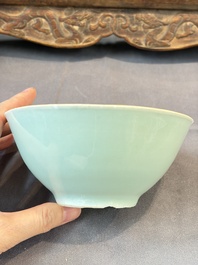 Seven Chinese blue and white, famille rose, and celadon wares, 18/19th C.