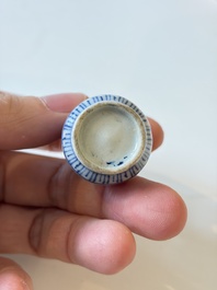 A varied collection of seven Chinese blue and white wares, Chenghua marks, 19th C.