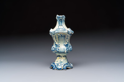 A blue and white Dutch Delft oil or vinegar bottle, 18th C.