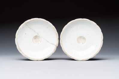 A pair of Chinese famille rose candlesticks with floral design, Qianlong