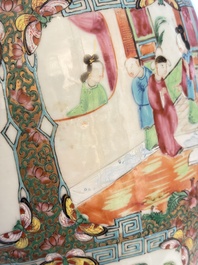 Four Chinese Canton famille rose vases with narrative design, 19th C.