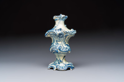 A blue and white Dutch Delft oil or vinegar bottle, 18th C.