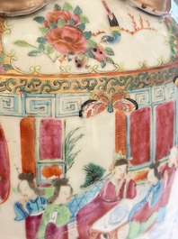 Four Chinese Canton famille rose vases with narrative design, 19th C.