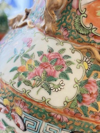Four Chinese Canton famille rose vases with narrative design, 19th C.
