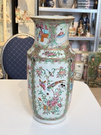 Four Chinese Canton famille rose vases with narrative design, 19th C.