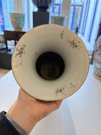 Four Chinese Canton famille rose vases with narrative design, 19th C.