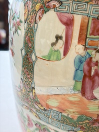 Four Chinese Canton famille rose vases with narrative design, 19th C.