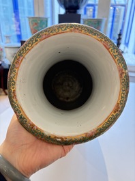 Four Chinese Canton famille rose vases with narrative design, 19th C.