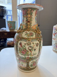 Four Chinese Canton famille rose vases with narrative design, 19th C.