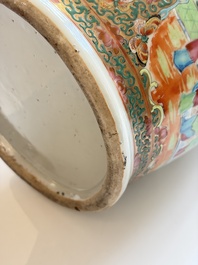 Four Chinese Canton famille rose vases with narrative design, 19th C.