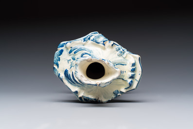 A blue and white Dutch Delft oil or vinegar bottle, 18th C.