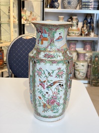 Four Chinese Canton famille rose vases with narrative design, 19th C.