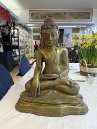 A Burmese partly lacquered bronze Mandalay Buddha, 19/20th C.